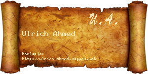 Ulrich Ahmed névjegykártya